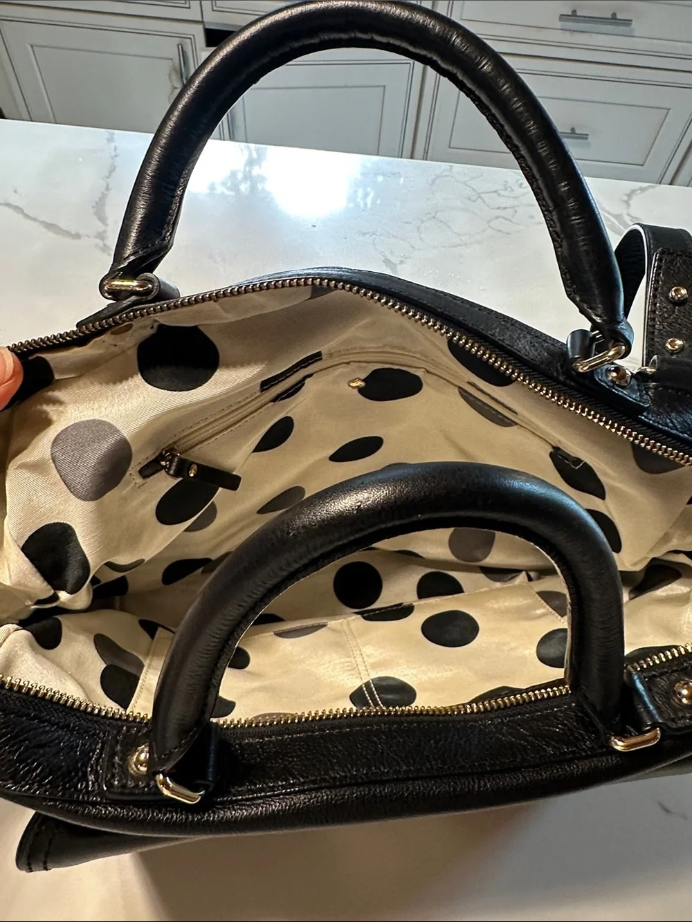 kate spade Black Leather Laptop Bag with Gold Tone Hardware